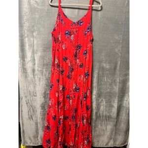 Torrid Size 4 Red Floral Maxi Dress Adjustable Straps Plus Size 50x58